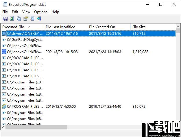 ExecutedProgramsList下载,信息查看,信息列表