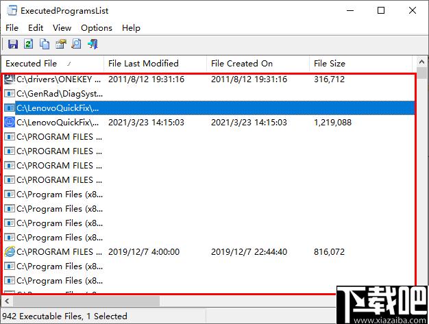 ExecutedProgramsList下载,信息查看,信息列表