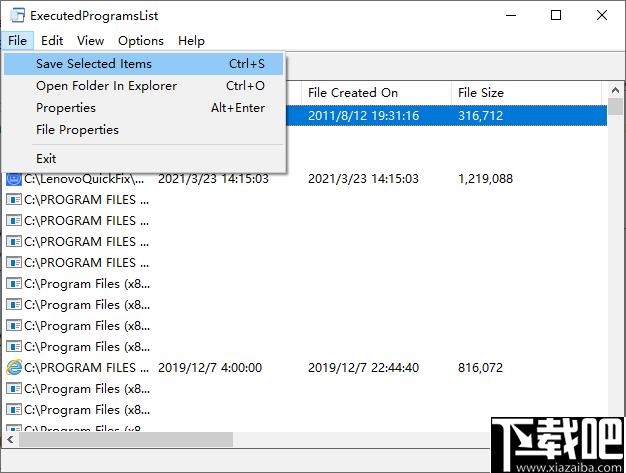 ExecutedProgramsList下载,信息查看,信息列表