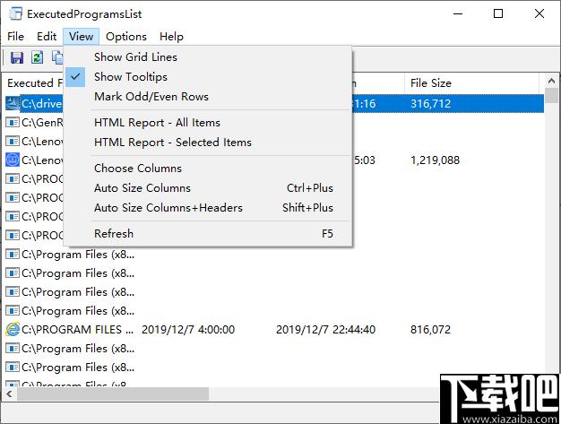 ExecutedProgramsList下载,信息查看,信息列表