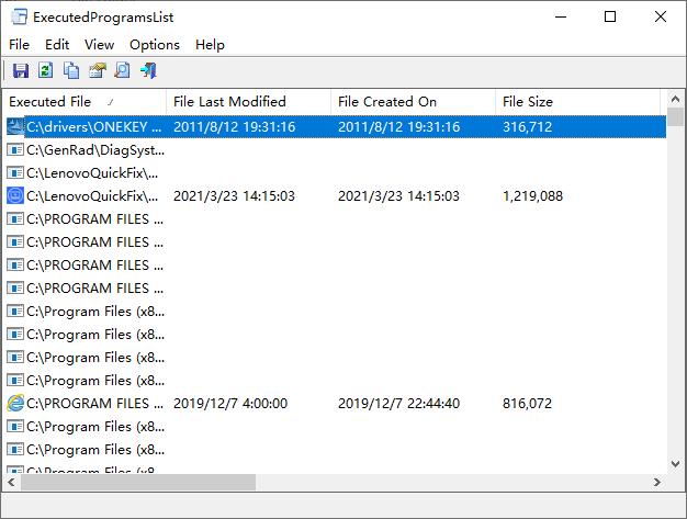 ExecutedProgramsList下载,信息查看,信息列表